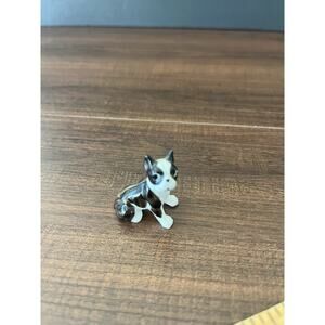 Vintage Hagen-Renaker Miniature Boston Terrier Ceramic Figurine Dollhouse Dog